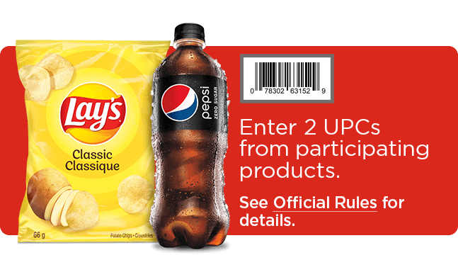 Enter or scan the UPC of a participating product. See rules for no purchase entry details.